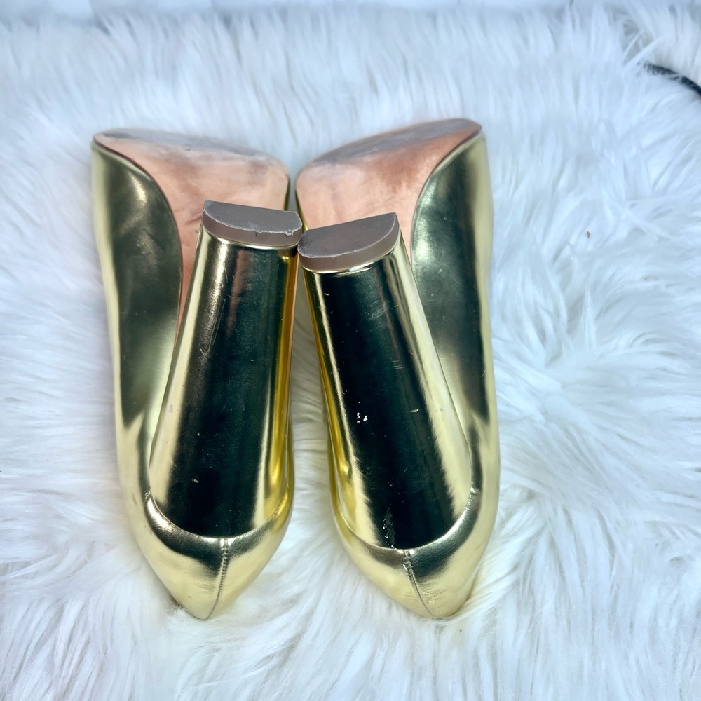 Vintage J.Crew Etta Cap-toe Gold and Tan Metallic Women's Pumps - Picture 5 of 15